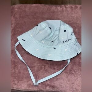 Light Blue Shark-Print Kids' Bucket Hat with Chin Strap